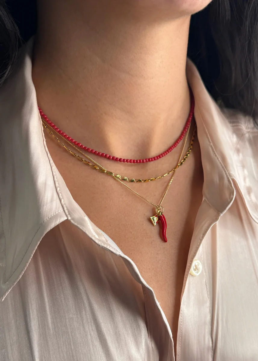 Sidekick Beaded Necklace - Coral