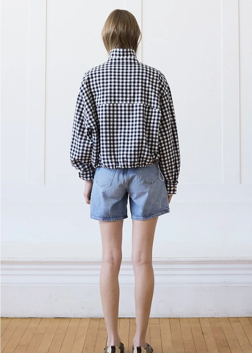 Sidney Gingham Zip Jacket - Navy Gingham - Image 3
