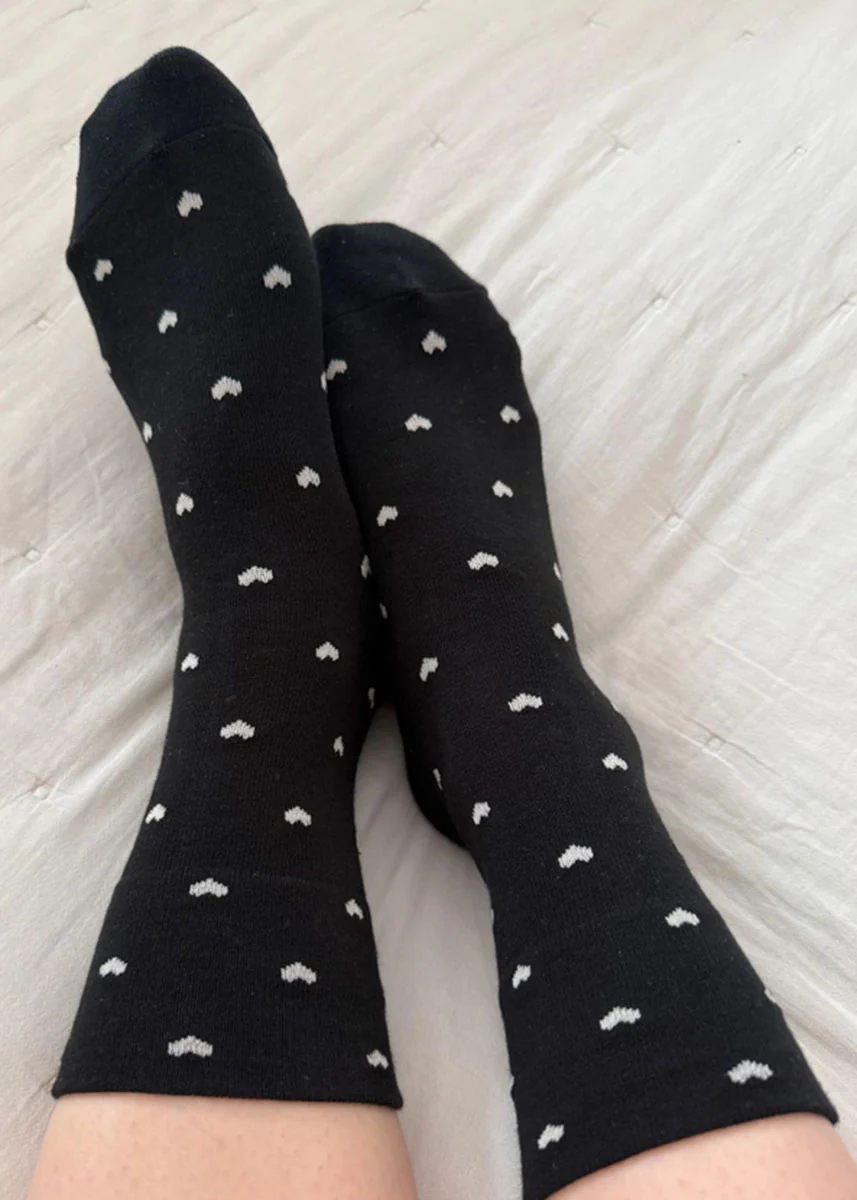 Sneaker Socks - Black & Cream Heart - Image 2