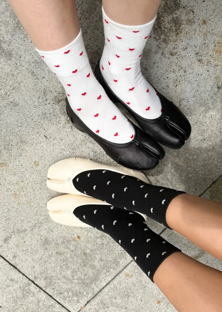 Sneaker Socks - Black & Cream Heart - Image 4