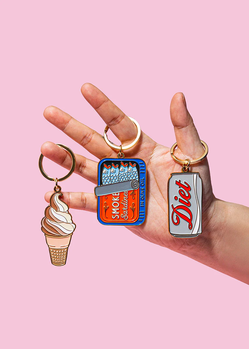 Soft Serve Ice Cream Cone Enamel Keychain - Image 2