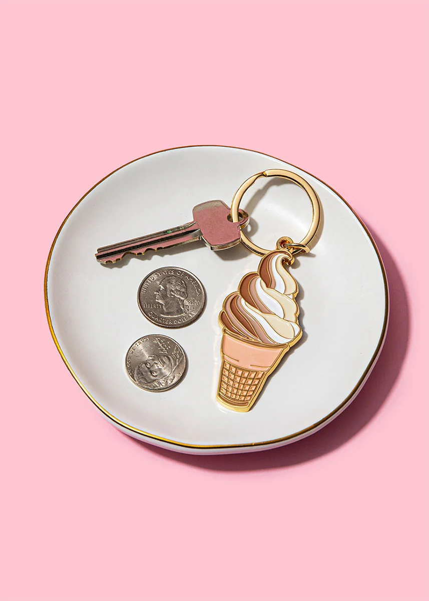 Soft Serve Ice Cream Cone Enamel Keychain - Image 3