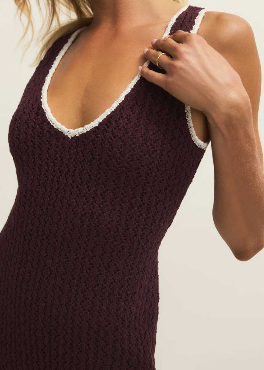 Sorolla Crochet Cover Up - Chocolate Cherry - Image 3
