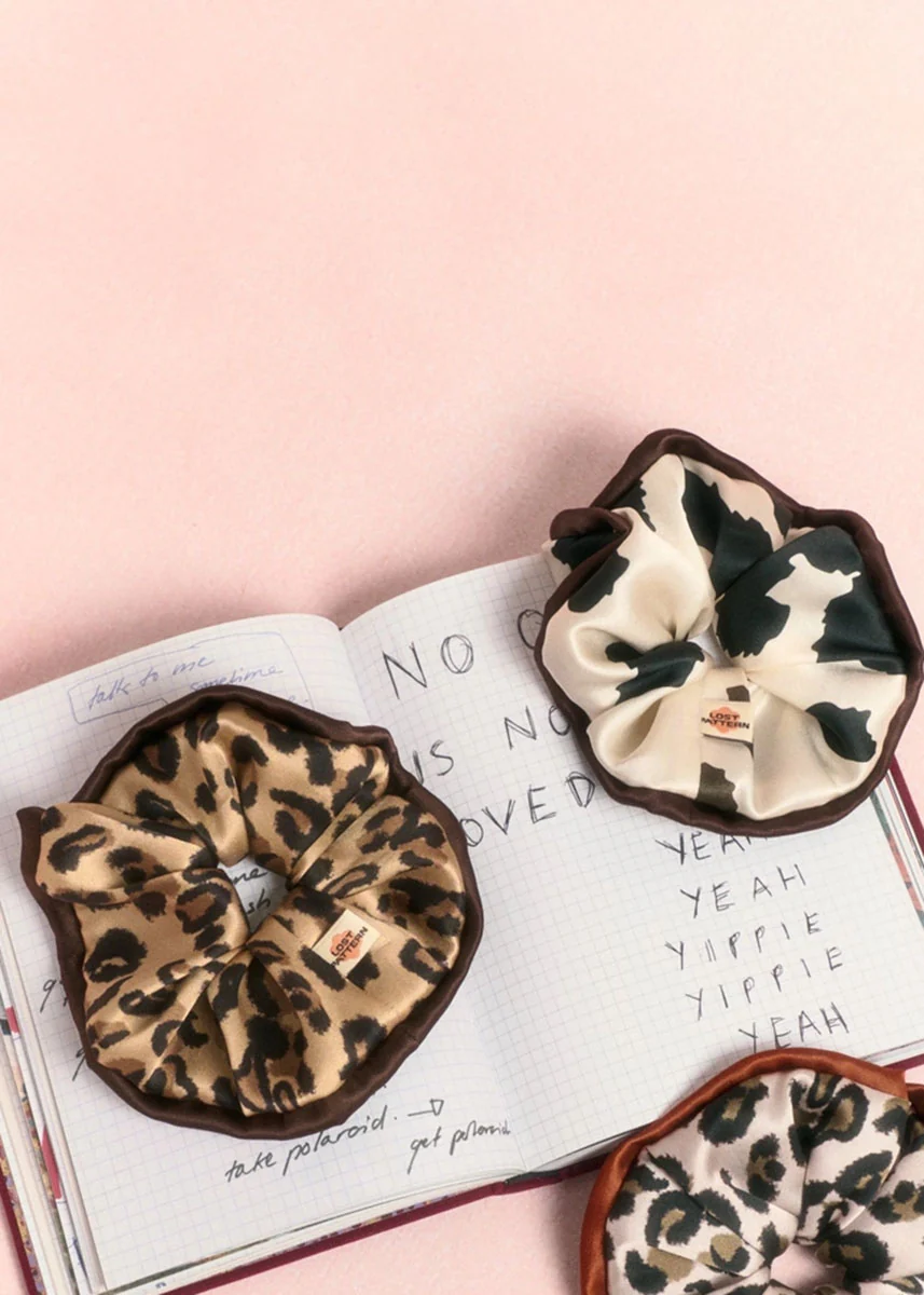 Spot Chic Oversized Silk Scrunchie - Classic Leopard - Image 3