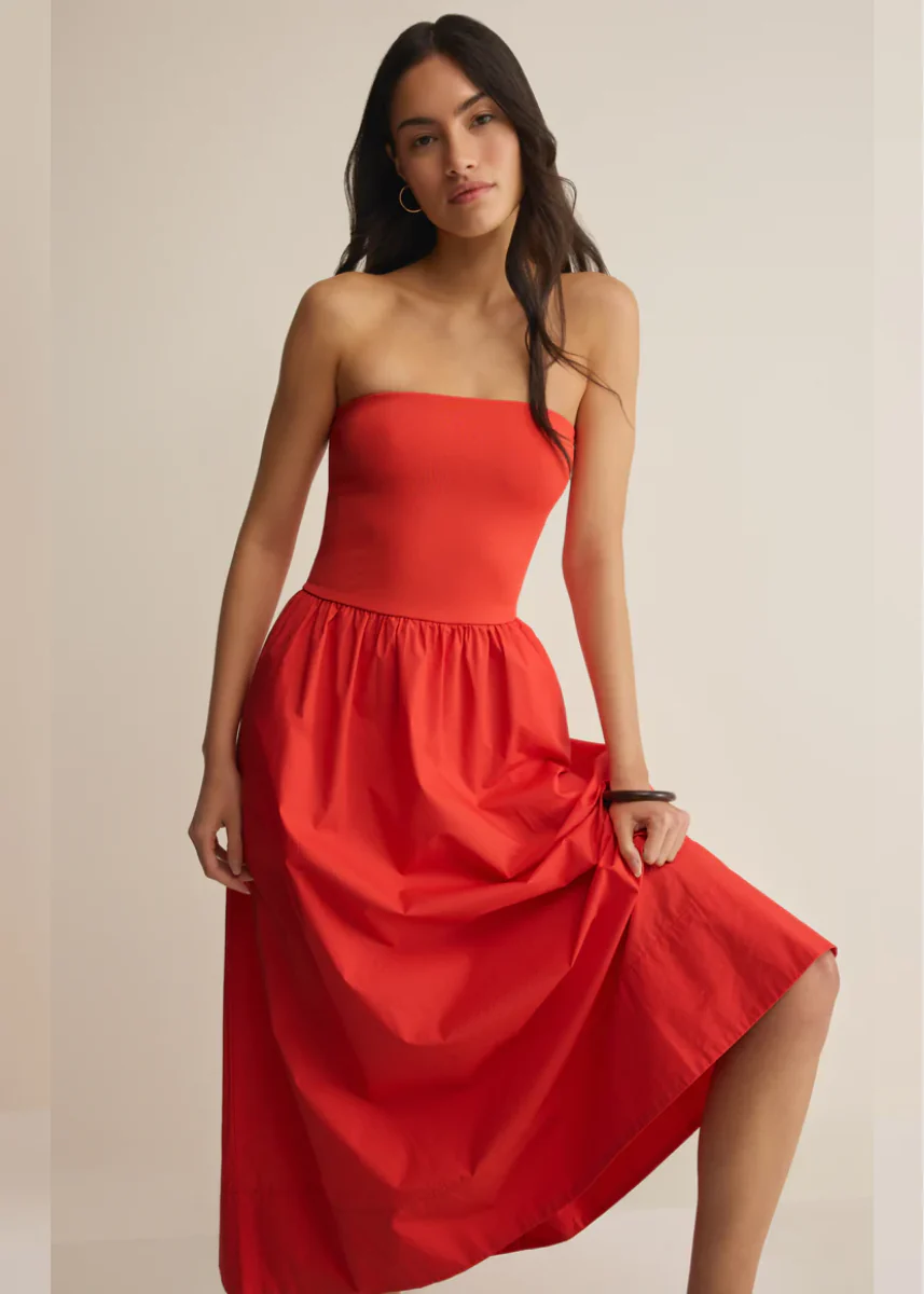 Sunsought Strapless Midi Dress - Lychee - Image 2