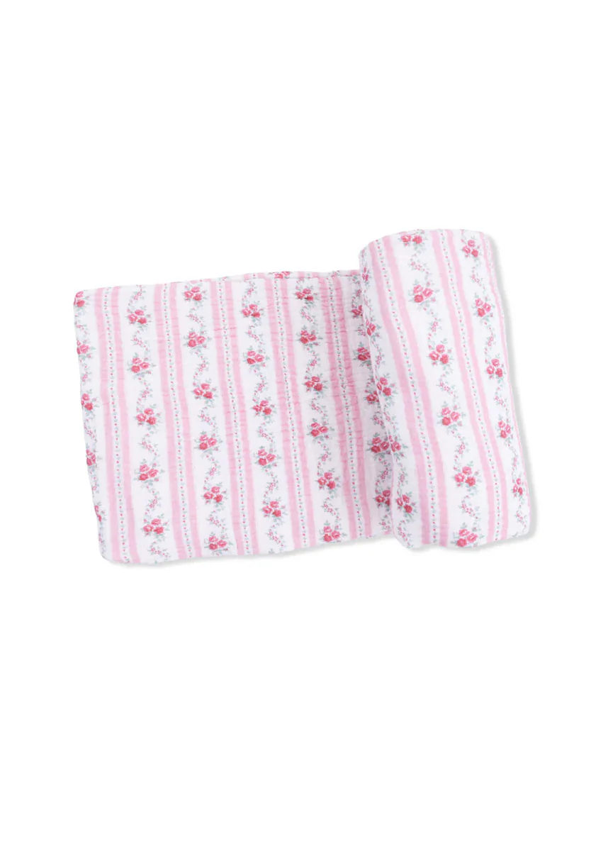 Swaddle Blanket - Winding Roses Stripe