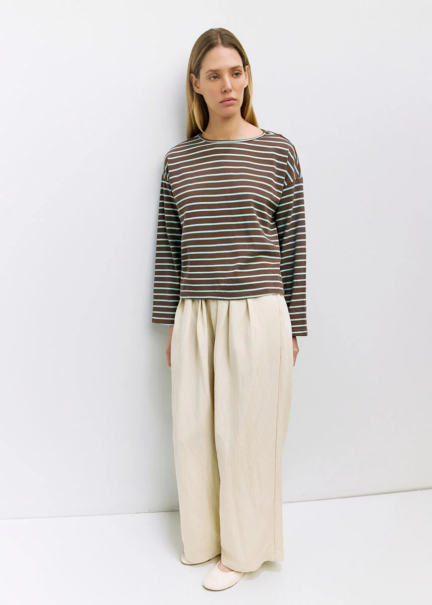 The Moore Top - Brown Blue Stripe - Image 4
