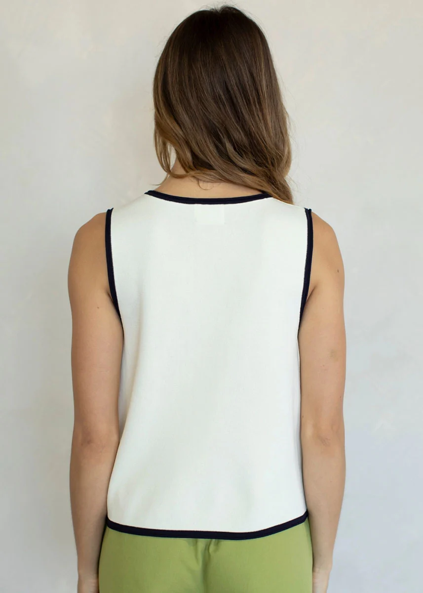 Tina Knit Button Tank - Cream - Image 3