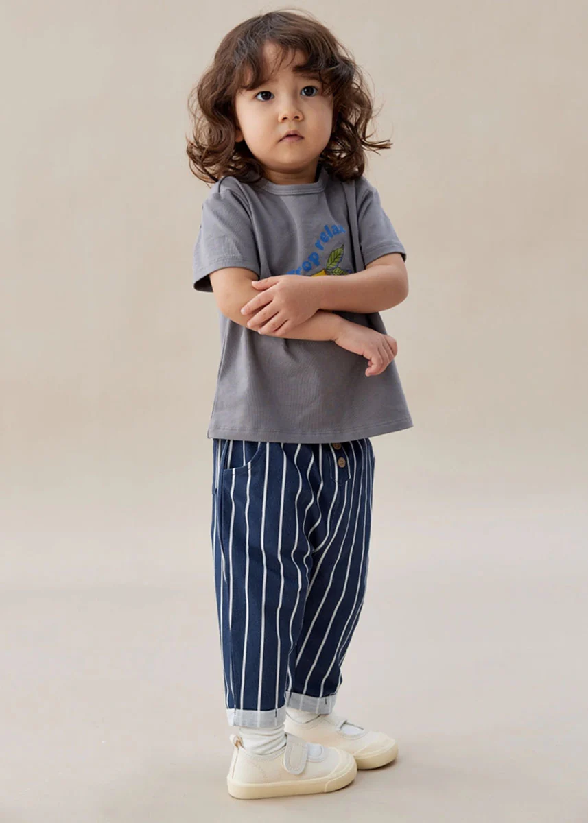 Toddler Relaxed Tapered Pant - Navy Stripes - Image 3