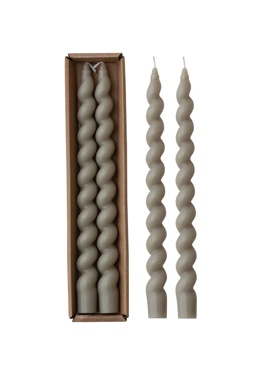 Twisted Taper Candles - Olive