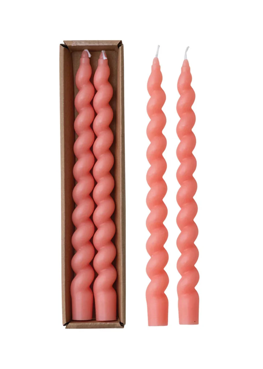 Twisted Taper Candles - Pink