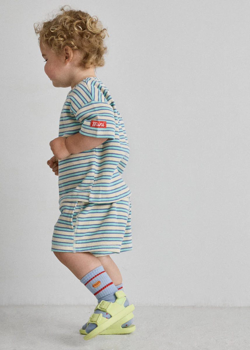 Waffle Striped Oversized Set - Blue Multi - Image 2
