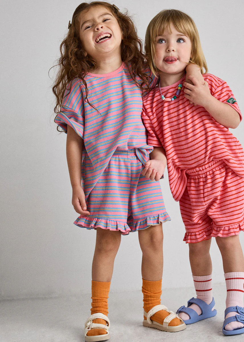 Waffle Striped Oversized Set - Pink Multi - Image 3