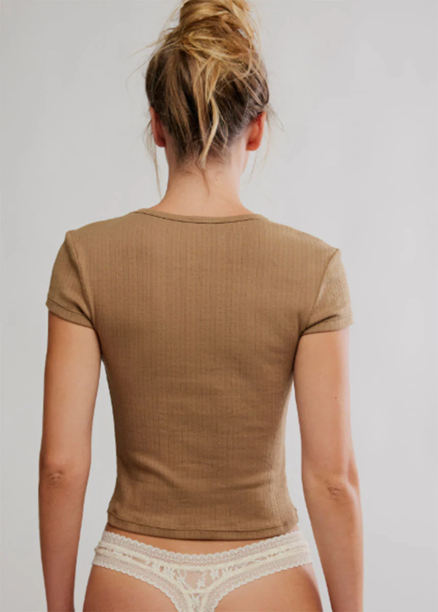 Wait A Minute Baby Tee - Antique Bronze - Image 3