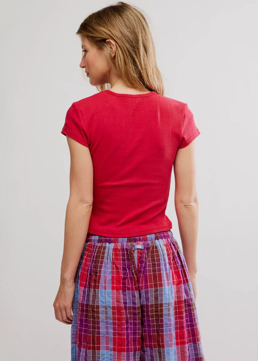 Wait A Minute Baby Tee - Lipstick Red - Image 3