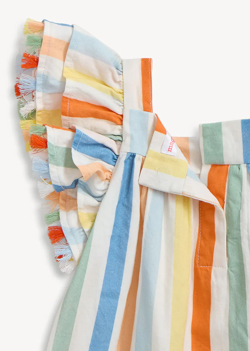 Woven Flutter Sleeve Dress - Multi Stripe - Image 5