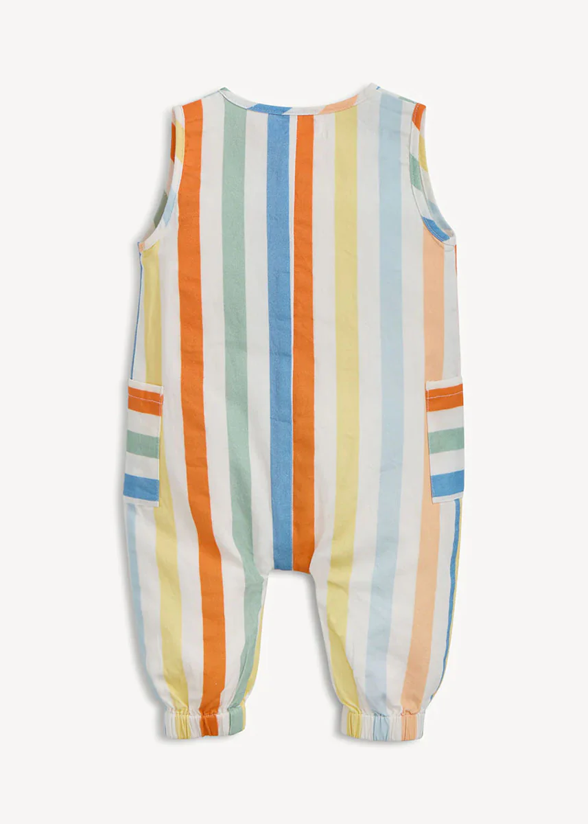 Woven Sleeveless Long Romper - Multi Stripe - Image 3