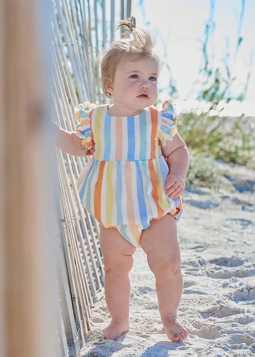 Woven Tassle Bubble Romper - Multi Stripe - Image 3