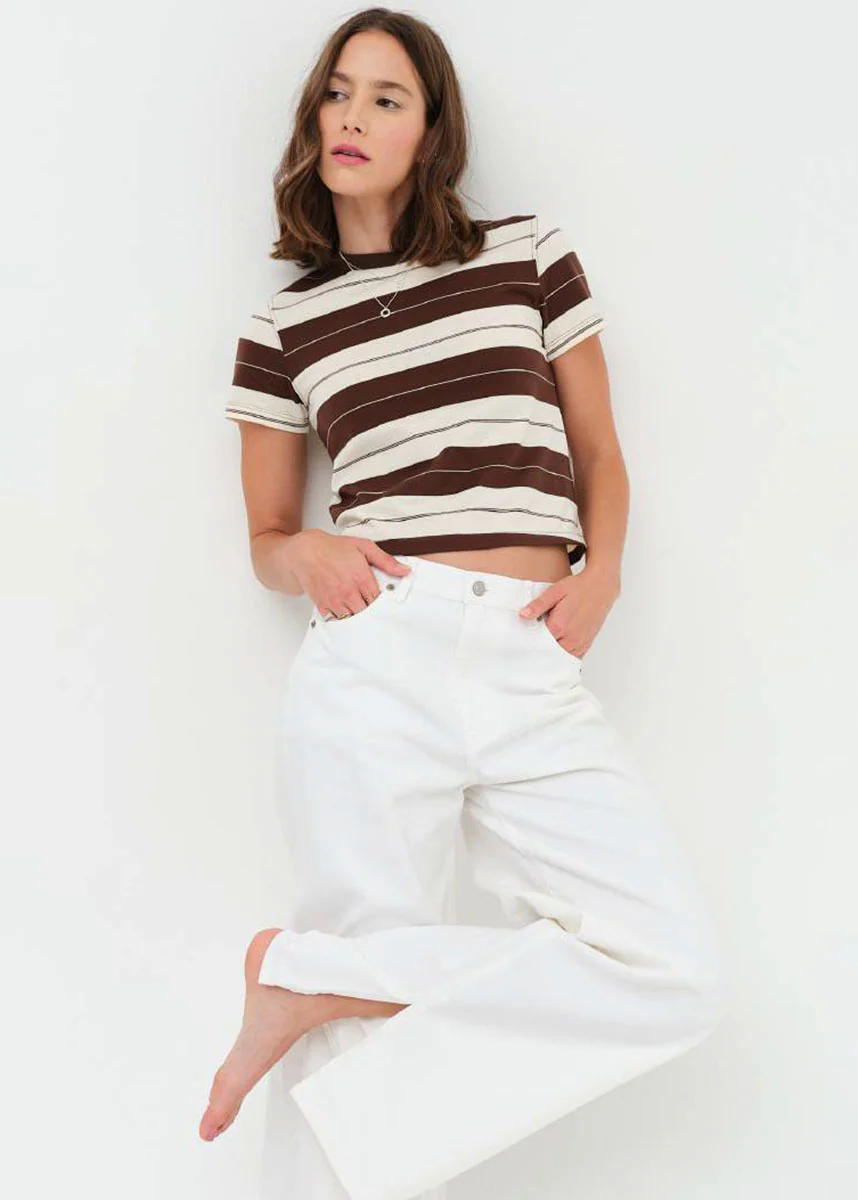 Zuma Crew Neck Tee - Chocolate Stripe - Image 4